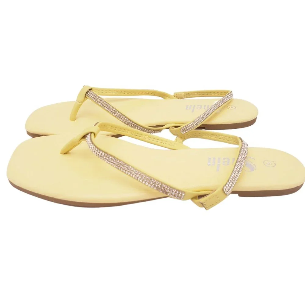 Yellow Rhinestone Sandals - Picture 2 of 2